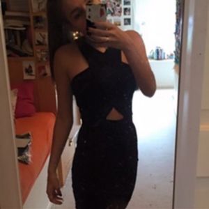 Body-Conscious Dress with Assymetric Hem and Cut